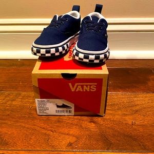 VANS Era Elastic Checkerboard bumper navy blue skate shoes